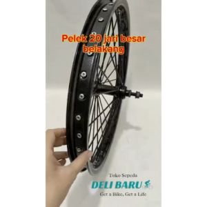 Delibaru Pelek ukuran 20 siap stel BELAKANG saja Velg lebar besi jari besar 10G sepeda BMX
