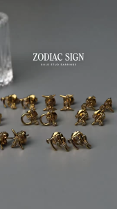 HB Jewelry ZODIAC SIGN Stud Earrings for Women Non Tarnish Hypoallergenic Non Fading Elegant Minimalist Everyday Wear Fashion Jewelry Stud Earrings Stylish Accessory