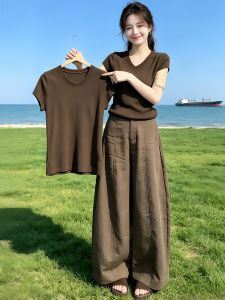 Shalldoer | Leisure Loose Fit Stylish Short Sleeve V-Neck Two-Piece Set