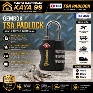 Gembok TSA Travel Sherlock Combination 3 Codes ABS Body (Original TSA) Gembok Nomor - Gembok Koper - Kunci Pintu Digital