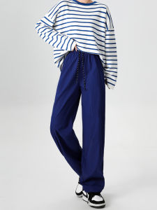 มาใหม่กันยายน 2023 เอวสูงสบายๆกางเกงขากว้างกระชับสัดส่วนสําหรับผู้หญิงนอกสวมใส่รุ่นบาง