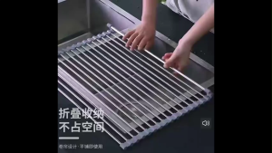 OHHDEER  Rak Pengering Sinki Gulung Keluli Tahan Karat - Roll Up Stainless Steel Sink Drying Drain Rack