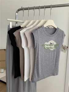 Summer 2025 Womens Slim Fit Short Sleeve T-Shirt Shoulder Design Casual Cool Sweet Style Cotton Print Top Fashion Trend