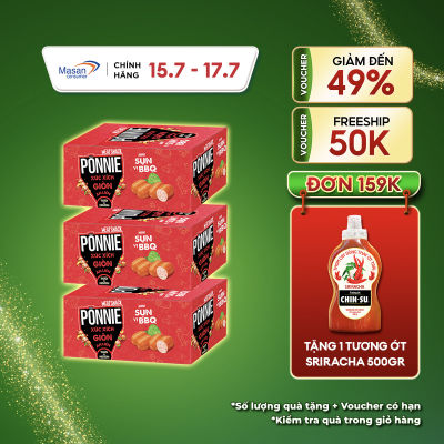 [15.7-17.7 Voucher 18% CHO ĐƠN TỪ 199k]Combo 3 Hộp Hotdog Ponnie Giòn Ăn Liền Sụn Vị Bbq Hộp X 20Gói X 20Gr