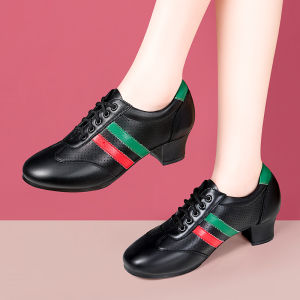 Adult White Genuine Cowhide Dance Shoes Square Dancing Soft Bottom Social Dance Shoes Modern Teacher Shoes Womens Footwear