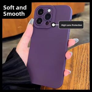 DAIMANG | Purple Liquid Silicone Anti-Shock Full-Cover Lens Case for iPhone 14 Pro Max 15 13 12 11 XR XS Max