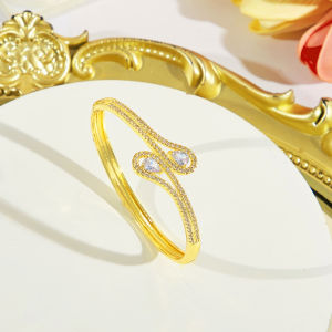 SEQUITO Attractive Ladies Jewelry Gold Plated Waterdrop Pave Setting Shiny AAA Zircon Bangle Evening Party Clothing Accessories B361