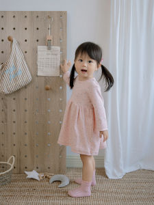 Cherry Knitting K-style Dress Girl Baby Girl Infant Spring and Autumn Clothes 6-12 Months 1-2 Years Old