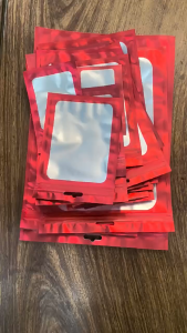 [10 PCS ]Plastik Klip Hologram Flat Warna Merah | Ziplock Hologram Foil | Plastik Klip Kemasan Aksesoris