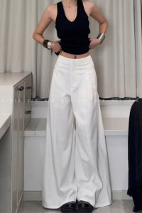 Street Style High Waist Wide Leg Casual Pants Women Loose Fit Summer Trendy Loose Drapey Long Trousers Female Fashion