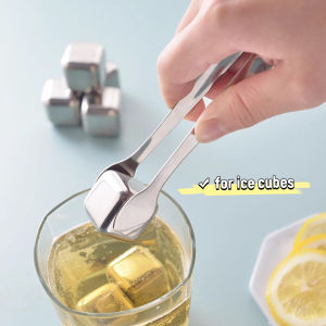 Amoki【Ready in Stock】 Stainless Steel Mini Ice Cube Tongs Foods Clip Great for Parties 1Pc