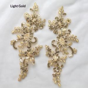 1 Pair Lace Applique Embroidered Patches Sew on Flower Fabric Trim Stickers for Clothing Repair Crafts Decoration