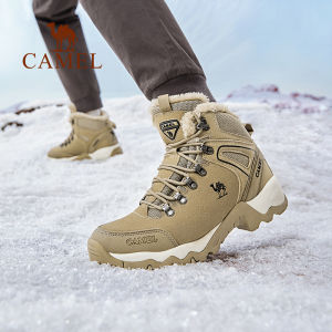 Camel mens outdoor anti-slip high top hiking shoes plus velvet hiking boots