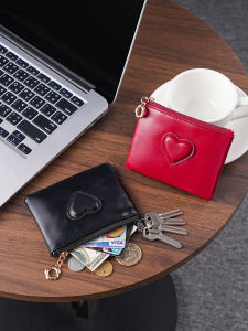 Ví Dầu Cọ Siêu Mỏng Có Khóa Kéo Hình Trái Tim Cho Nữ Ví Đựng Thẻ Ví Đựng Chìa Khóa Nhỏ Gọn Ví Da PU Thời Trang Cho Thanh Thiếu Niên