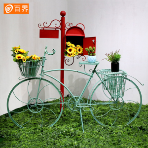 European Style Creative Iron Art Bicycle Flower Stand Decorative Accessories Furniture Shop Window Decoration Props Countryside