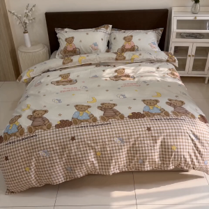 Có Sẵn! Bộ Drap Giường Gấu Teddy 4 Món – Mềm Mại Thoáng Mát Êm Ái | Freeship + Giao Nhanh + Ưu Đãi Thêm #PhongNguXinh