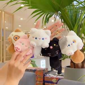 Gantungan Kunci Boneka Kucing Fluffy Bunyi Lucu Ganci Keychain Bagcharm Karakter Kucing Ekor Bunyi