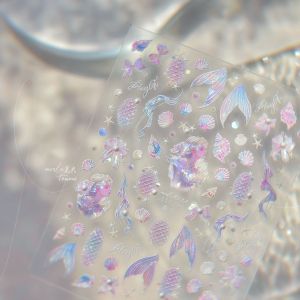 5D Crystal Diamond Nail Stickers Summer Beach Shell Self Adhesive Nail Art Stickers DIY Cute Ocean World Nail Decorations Parts