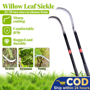 60/80cm Weeding Grass Clearing Sickle With Long Handle Gardening/Landscaping Hand Sickle With Grip
