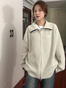 Bộ Cỡ Lớn Mùa Thu Mùa Đông Áo Len Dệt Kim Với Khối Màu Cổ Áo Dài Tay Nữ Dành Cho Phong Cách Đi Làm Hình Quả Lê