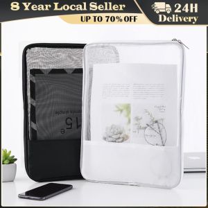 ❤️【Same Day Delivery】 A4 File Bag Transparent Grid Double Seal Safe Folder Documents Bag Organizer Storage Bag School Office File Bag Paper Holder