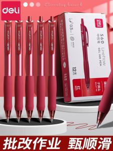 Deli Red Pen Smooth Bullet Tip Teacher Special S60 for Students Business Office Supplies Neutral Pen Refillable Ink Water Based