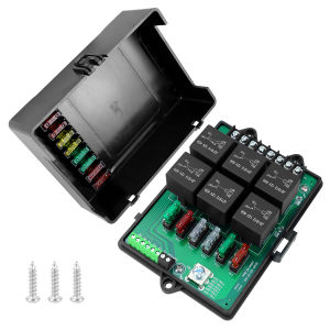 12V/40A Car Fuse Relay Box LED Light and Relay Module with 6-Way Relay and 14 Medium Fuse Blades
