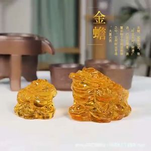 开光水晶麒麟 招财蟾蜍 金蟾 琉璃金蟾 附铜钱 风水開光招财 金蝉 元宝 蟾蜍 金蟾 风水摆件 聚宝盆 麒麟 财神爷 元宝 FENG SHUI Toad Fortune Chinese Frog Home Decoration