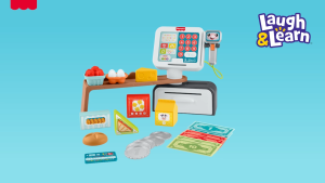 Fisher-Price Laugh & Learn Count & Shop Cash Register Play Store with 20 Pieces for Pretend Play suitable for Age 2+