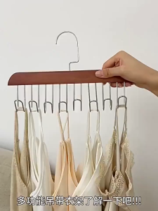 8 Hooks Wooden Hanger Penyangkut Baju Kayu 360 ° Rotating Underwear Belt Clothes Organizer