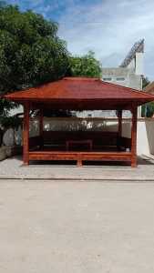 Gazebo kayu jati ukir jepara ukuran 4 x 3 meter