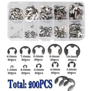 200Pcs Snapring Type E / Snap Ring Type E / 580pcs O Ring Stainless Steel Spacer / Snapring Stainless Steel / Retaining Snap Ring /Snap Ring Set Klip Spi E C Clip Circlip