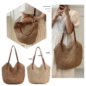 Vintage Hand Woven Women Hollow Shoulder Shopping Bag Bohemian Summer Travel Straw Beach Tote Bags