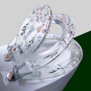 Transparent Toilet Lid Toilet CoverMother Child Toilet Seat Slow Close and Strong Hinges Resin Toilet Seat Cover Muted Thicken Durable，suitable for Both Adults and Children