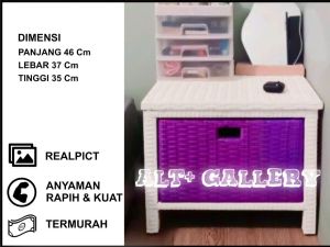 RAK BUFFET ROTAN SINTETIS 2 LACI ANYAM RANGKA WARNA TELETUBBIES