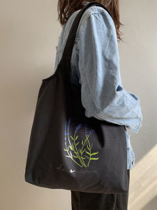 Large Capacity Canvas Tote Bag Womens Stylish Casual Handbag Shoulder Bag Floral Pattern Soft Leather Casual Commuter Bag