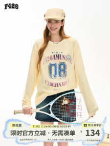 F426 Store Casual Loose Long Sleeve T-Shirt Vintage Print Couple Tees Comfortable Breathable Youth Fashion Autumn Spring Wear