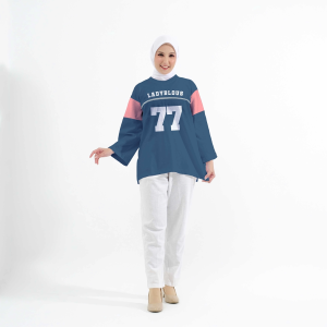 T-Shirts ATASAN WANITA Casual Leher Crew Motif Grafis Warna Merah Muda