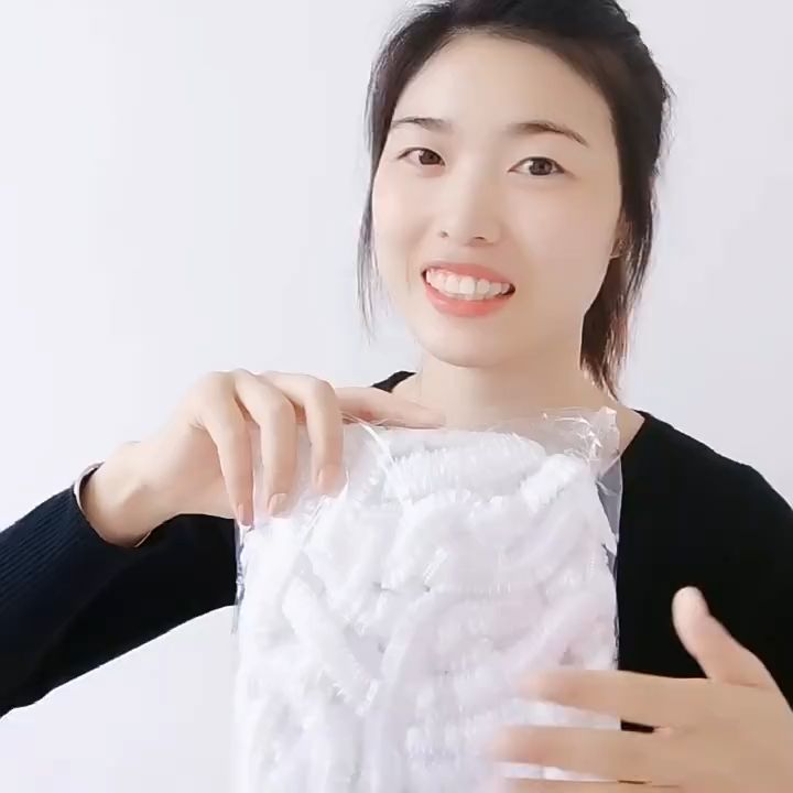 (100 PCS +-) Disposable Waterproof Shower Cap Plastic Hair Bath Cover Transparent Water Resistance Elastic Sauna Kitchen