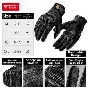 MOTOWOLF | Retro Leather Motorcycle Gloves Fall-proof All-season