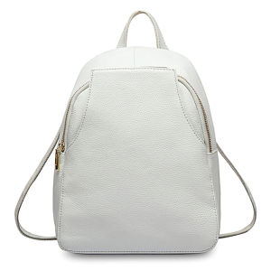 Zency Charm Nữ Ba Lô Màu Trắng Tinh Khiết Da Thật 100% Da Thật Nút Chống Trộm Thanh Lịch Du Lịch Ba Lô Túi Đeo Vai Màu Hồng