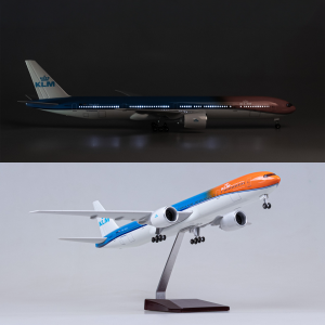 43cm Collectible Aircraft KLM Air Orange Pride B777 Diecast Resin Airplane Model Kit with Stand For Aviation Souvenir Gift