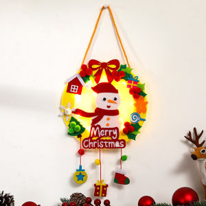 Bộ Vòng Hoa Handmade Có Đèn Led Treo Trang Trí Cây Thông Noel Mùa Giáng Sinh DIY
