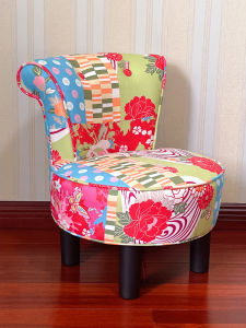 European-Style Low Stool For Home Solid Wood Backrest round Stool Living Room Coffee Table Stool Chess Stool Creative Kids Sofa Stool Fabric Soft