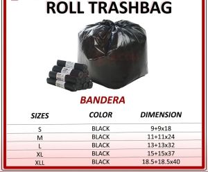 (1 Roll) - Bandera Trash bag black Rollbag garbage bag  Sold per roll