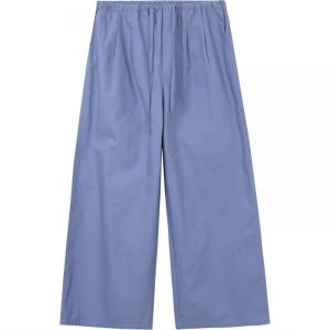 Trendy Spring Blue Pure Cotton Wide Leg Casual Pants