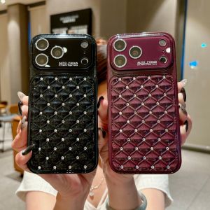 Bling Diamond Quilted Phone Case For iPhone 11 12 13 14 15 16 17 Pro Max 14 15 16 Plus 18 Pro Max Glitter Sparkly Cover Rhinestone Camera Lens Protector Shockproof Luxury Fashion Women Phone Casing Multiple Colors