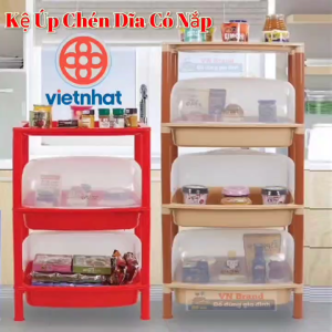 Kệ Úp Chén Bát Có Nắp ĐẬY 3 & 4 Tầng Việt Nhật Nhựa PP Chính Hãng AN TOÀN TIỆN LỢI
