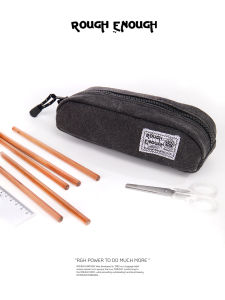 Rough Enough Canvas Pencil Case Large Capacity Stationery Bag Multi-Functional Simple Design for Students And Women
