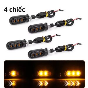 NLpearl 2/4 Cái 3LED Đèn Báo Rẽ Xe Máy Đèn Nhấp Nháy Màu Hổ Phách Đèn Báo Hướng 12V Vỏ Nhựa ABS Cho Hầu Hết Các Xe Máy